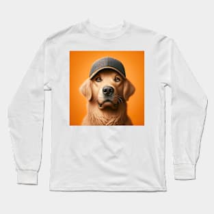 Dog with Baseball Cap Long Sleeve T-Shirt